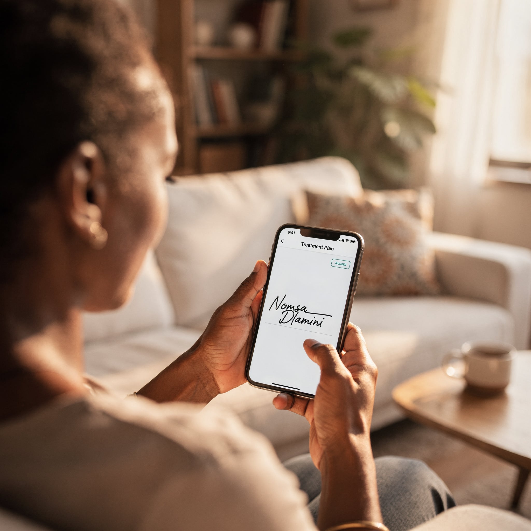 Patient signing treatment plan consent digitally