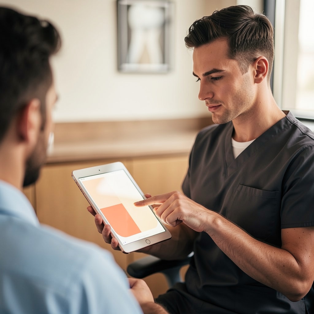 Dentist reviewing treatment roadmap with patient